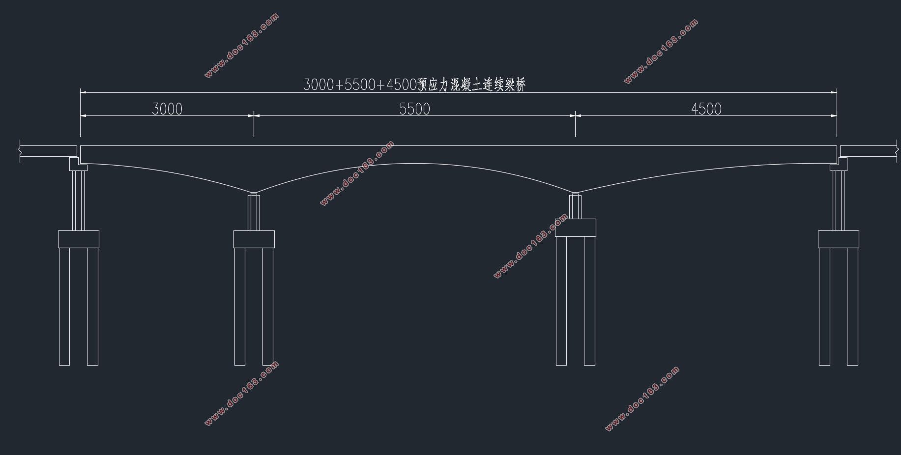 30m+55m+45m预应力钢筋混凝土梁桥施工图设计(含CAD图)