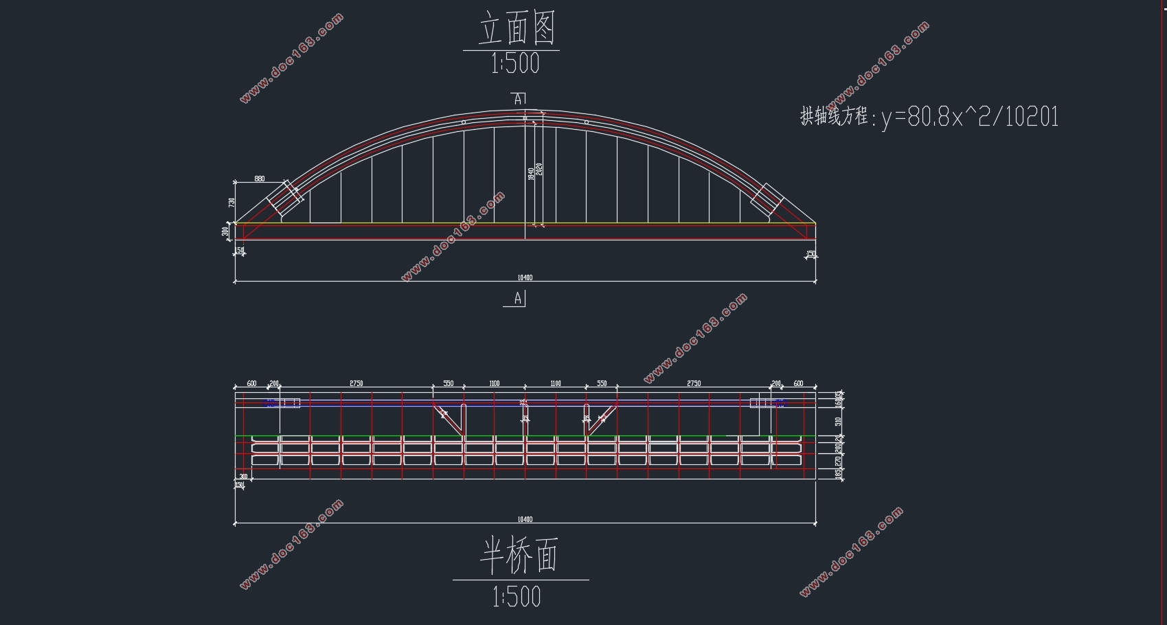 苗家坪大理河104m跨铁路桥设计(含CAD图)