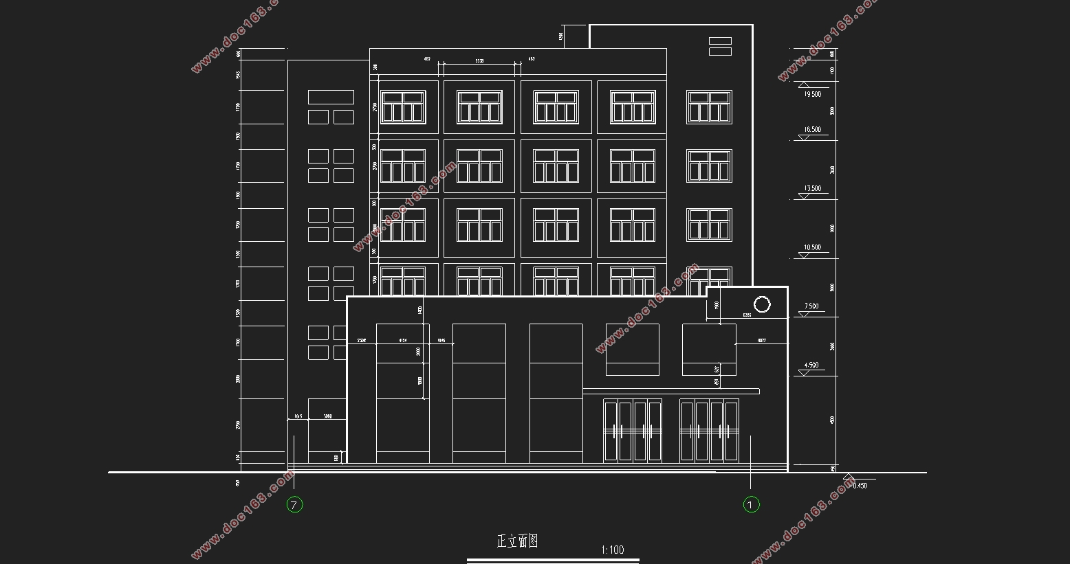 六层5184平米武汉药业有限公司综合办公楼设计(含建筑图结构图)
