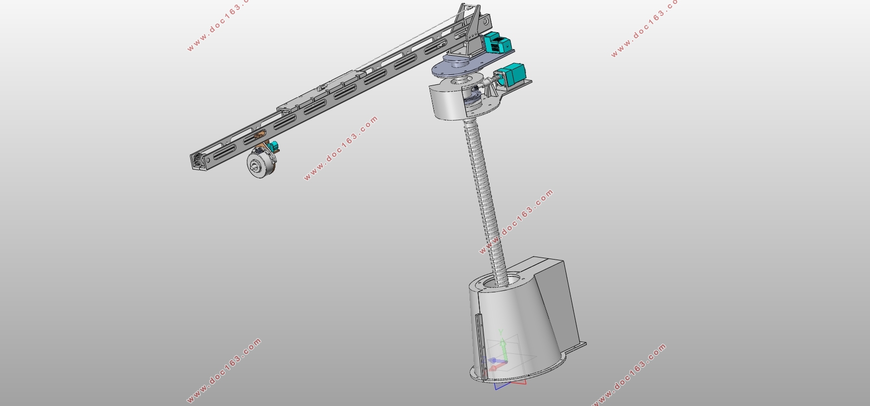 四自由度装卸料工业机器人转动机构设计(含SolidWorks三维图)