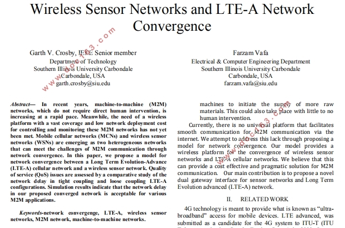 无线传感器网络与 LTE-A 网络融合