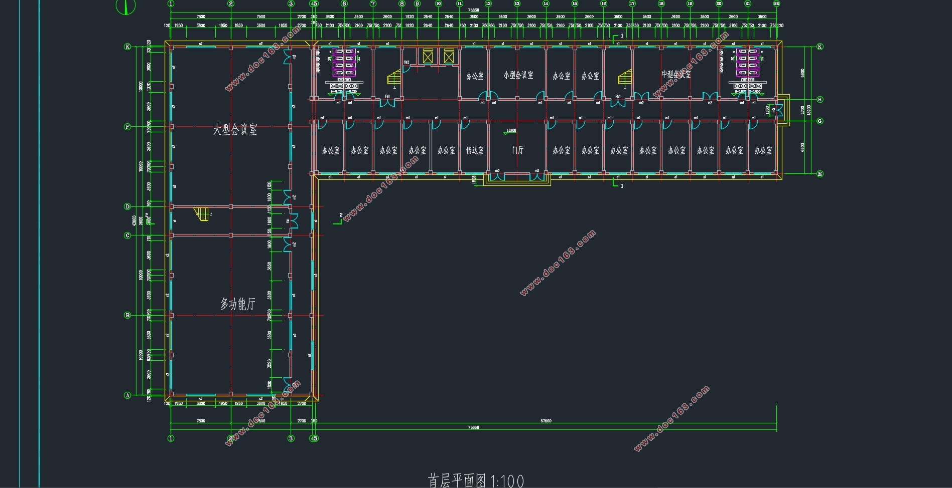 六层10326平米信阳市某写字楼办公楼设计(含建筑图结构图)