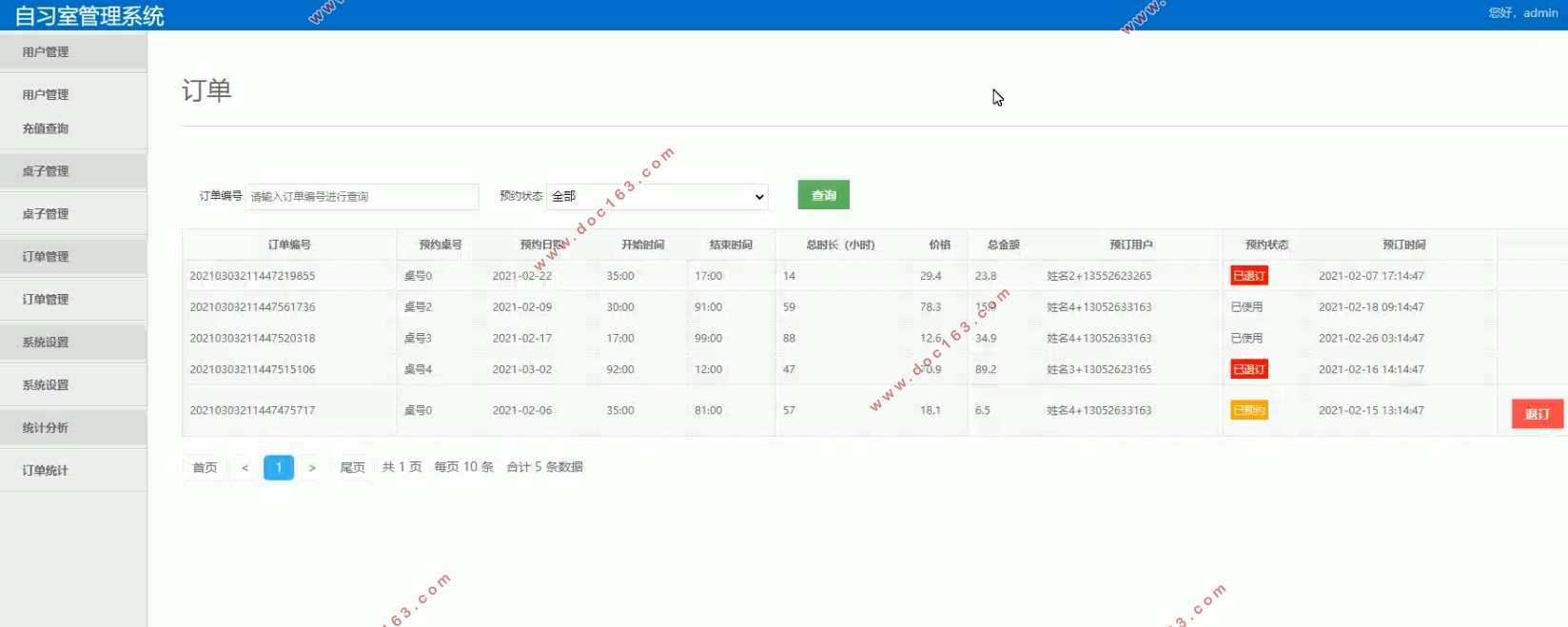基于SringBoot的自习室管理系统的设计与实现(MySQL)