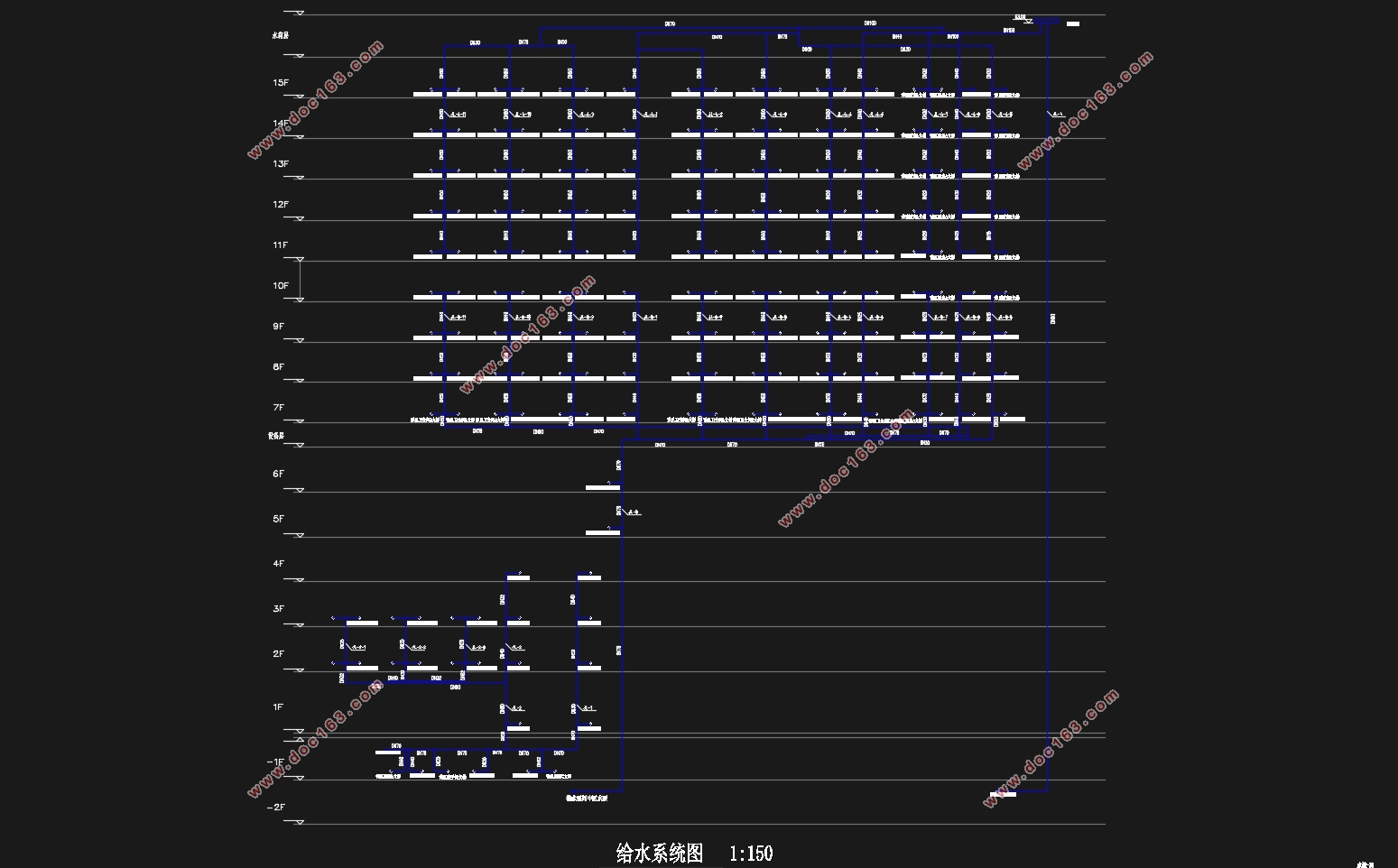 万豪酒店给水排水工程设计(含CAD图)