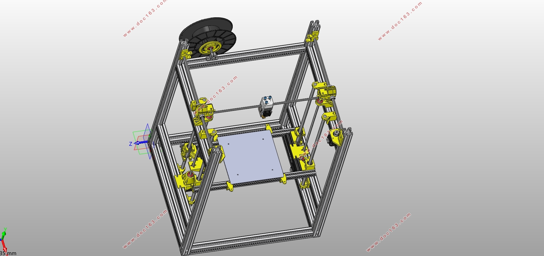 桌面型FDM多色3D打印机的设计(含CAD零件图装配图,SolidWorks三维图)