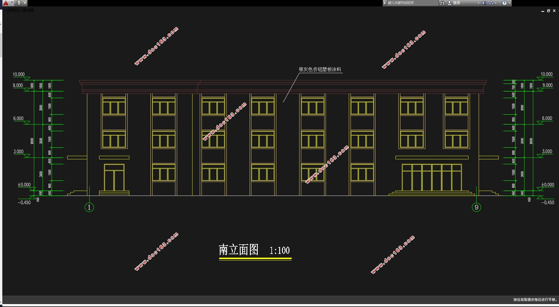三层三跨2484平米淮安某大厦设计(含建筑图结构图)