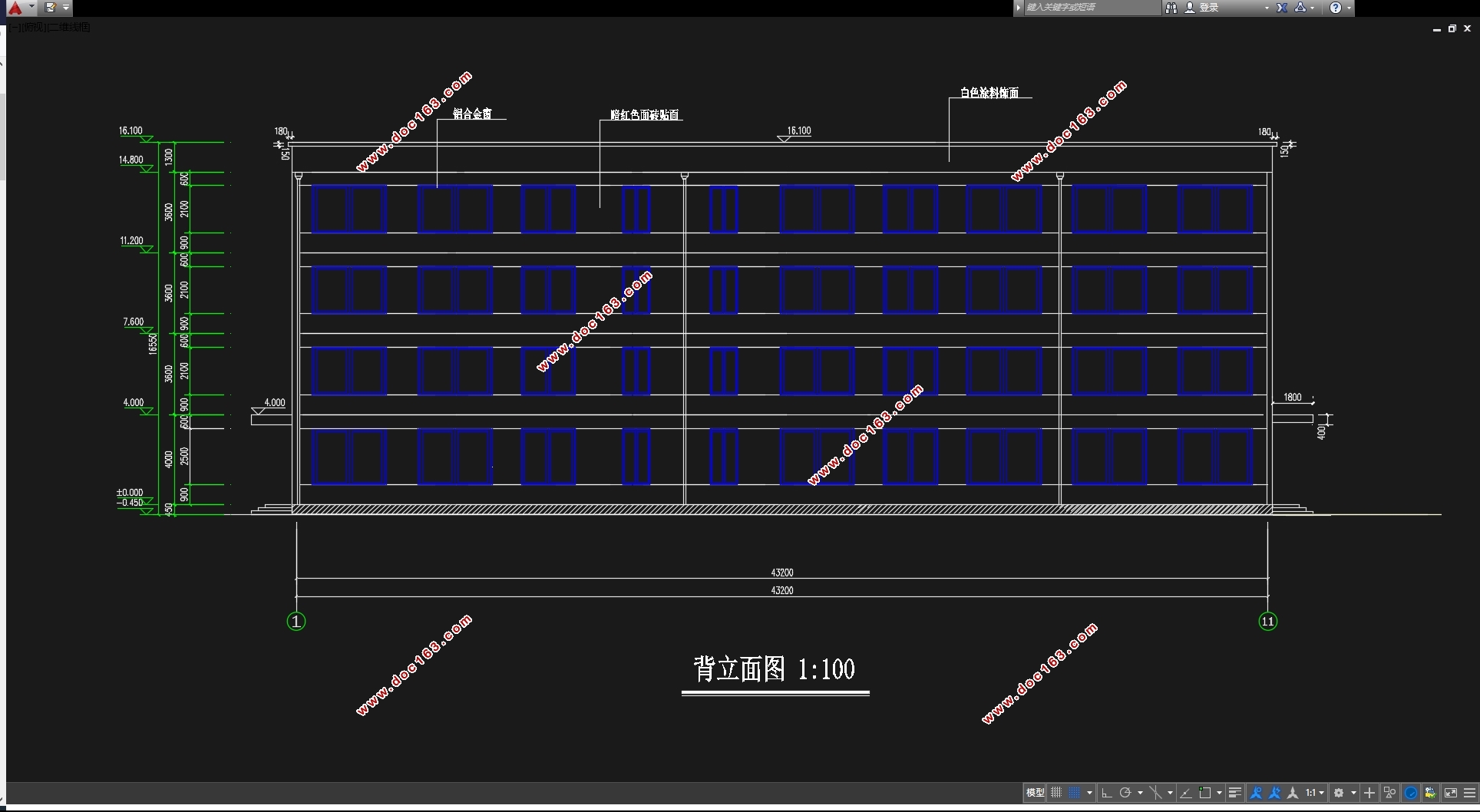 四层2600平米南京某科技园办公楼设计(含建筑图结构图)