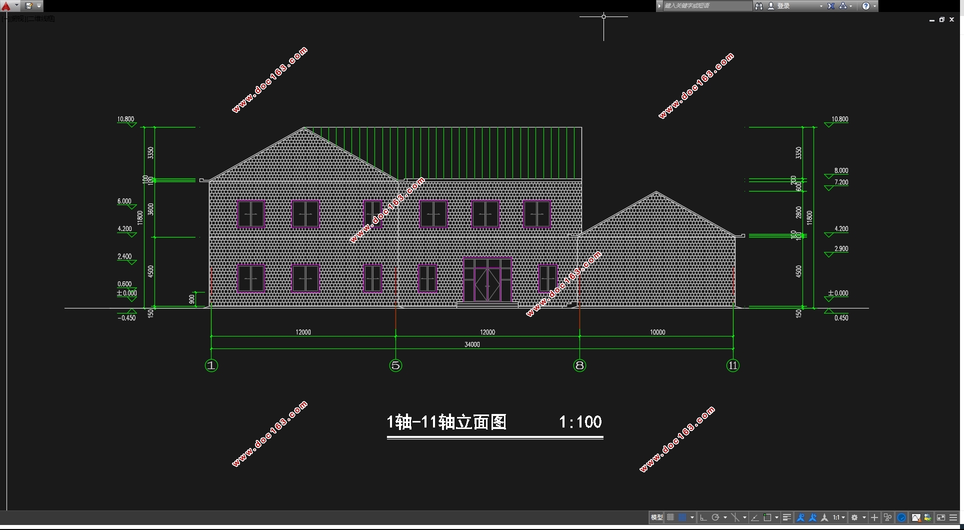 二层1114平米轻型木结构南京某社区游客中心设计(含建筑图结构图)