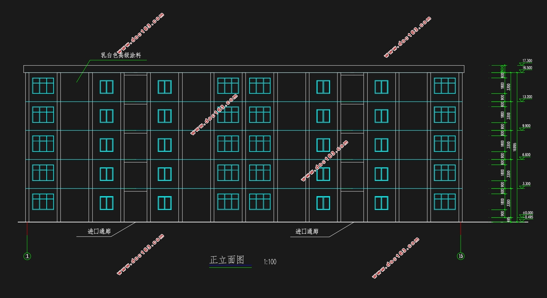 五层4950平米扬州某住宅楼设计(含建筑图结构图,施工组织)