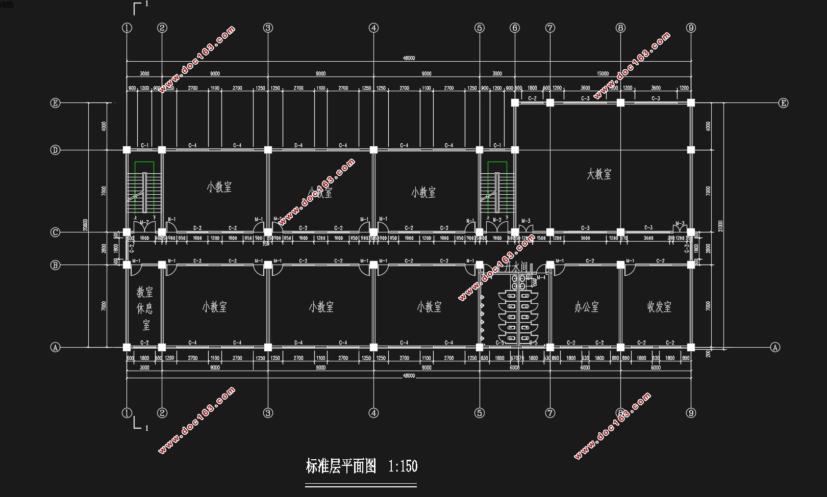 五层5000平米常州某高级中学教学楼设计(含建筑图结构图)