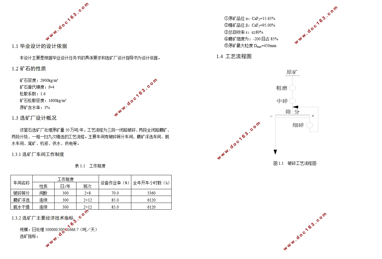 50万吨/年萤石选矿厂设计(含CAD图)