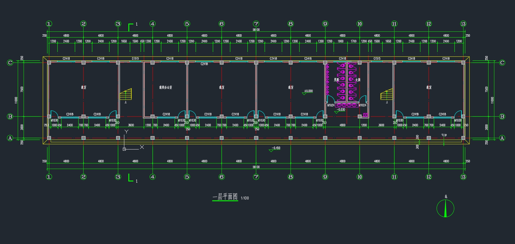�Ĳ�2400ƽ���Ͼ���ĳСѧ��У����ѧ¥���(������ͼ�ṹͼ)